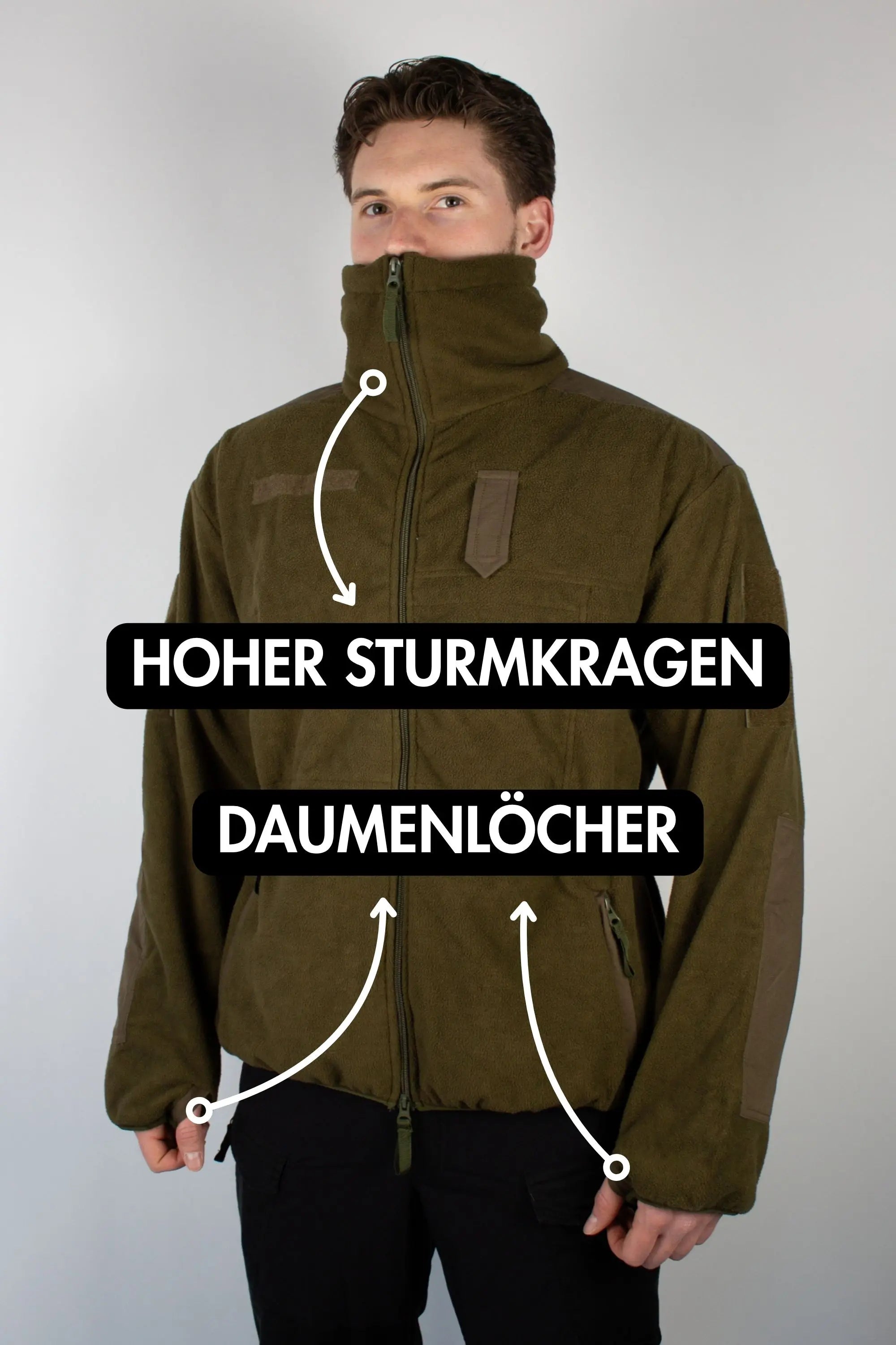 invictuslegio-fleece-jacke-alpin-oliv-wasserdichtmit-rmeltaschen image 4